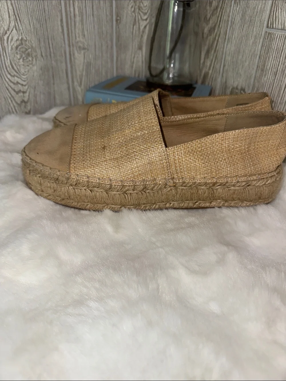 Steve Madden Tan Raffia Slip-On Espadrilles